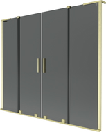 Mexen Velar L Duo vanová zástěna 2křídlová posuvná 200 x 150 cm, grafitová, zlatý kartáčovaný - 896-200-003-42-55
