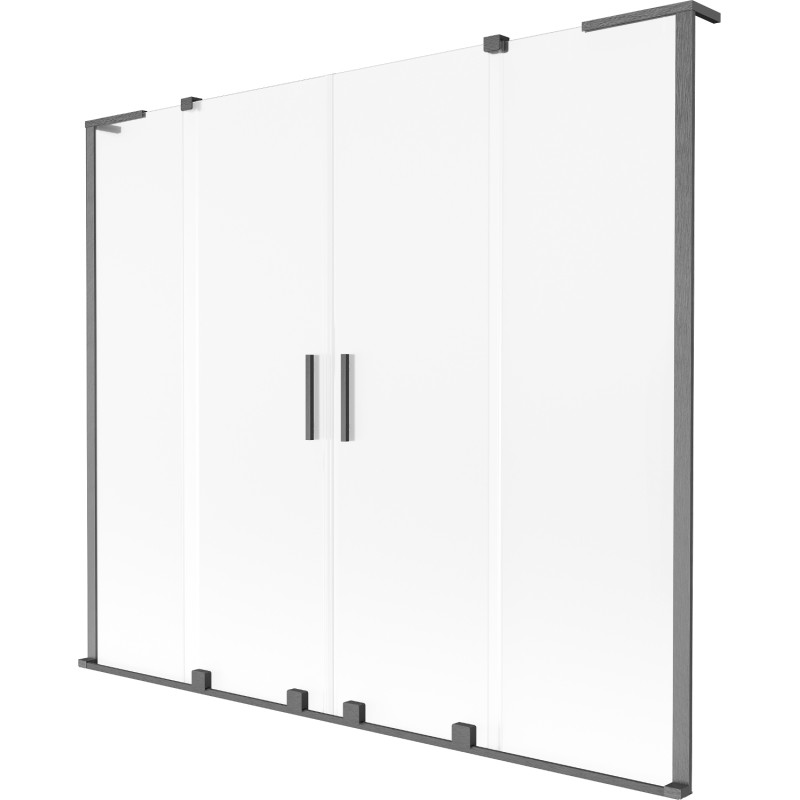 Mexen Velar L Duo vanová zástěna 2-křídlová posuvná 170 x 150 cm, mráz, gun gray kartáčovaný - 896-170-003-32-66