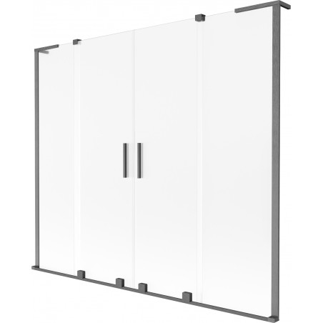 Mexen Velar L Duo vanová zástěna 2-křídlová posuvná 170 x 150 cm, mráz, gun gray kartáčovaný - 896-170-003-32-66