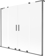 Mexen Velar L Duo vanová zástěna dvoukřídlá posuvná 170 x 150 cm, matná, kartáčovaná ocelově šedá - 896-170-003-32-66