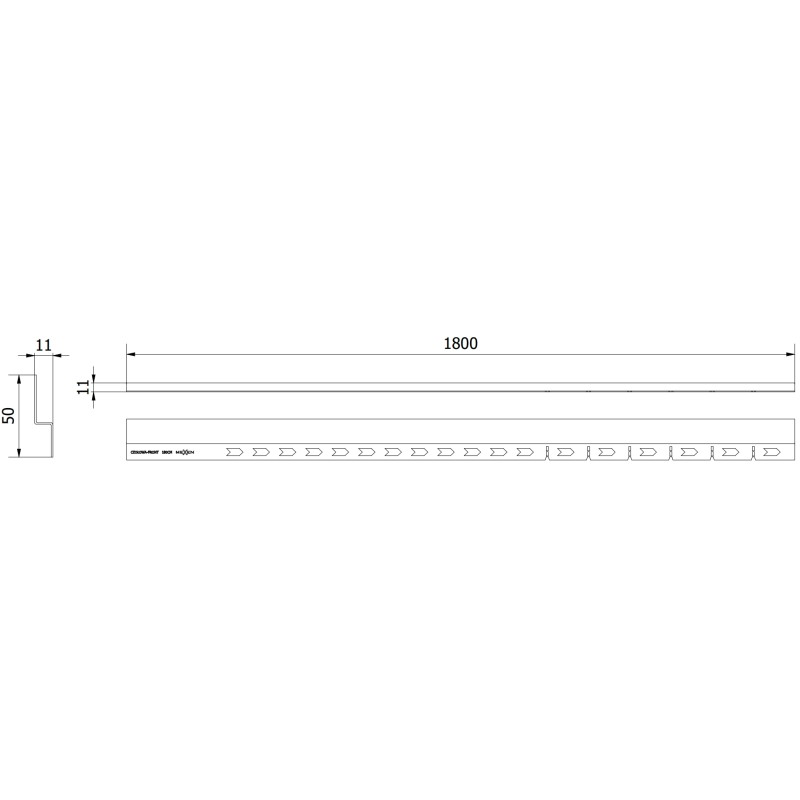 Mexen Line-B čelní lišta sprchového koutu 180 cm, černá - 187003180U