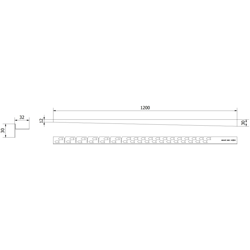 Mexen Line-B spádová podlahová lišta 120 cm levá, inox - 181001120L