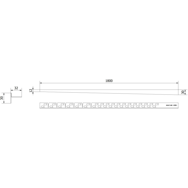 Mexen Line-B podlahový sklonový profil 180 cm levý, inox - 181001180L