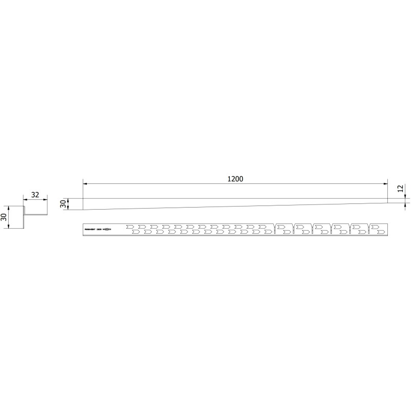 Mexen Line-B podlahová spádová lišta 120 cm pravá, inox - 181001120R