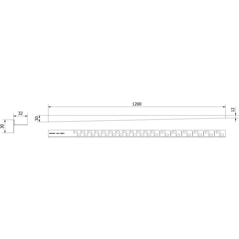 Mexen Line-B podlahová sklonová lišta 120 cm pravá, černá - 187001120R