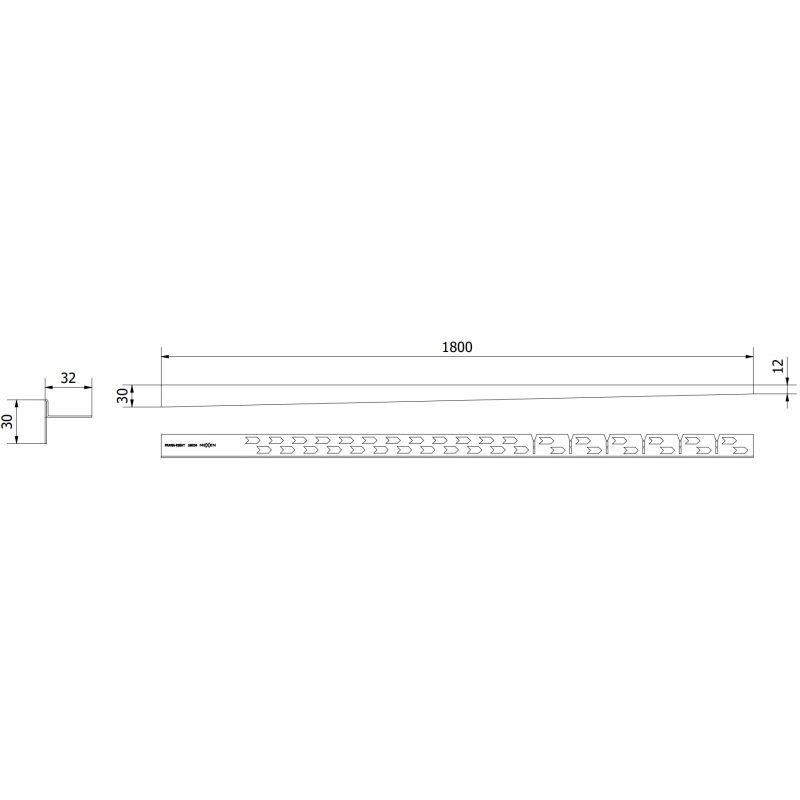 Mexen Line-B pravá podlahová spádová lišta 180 cm, inox - 181001180R