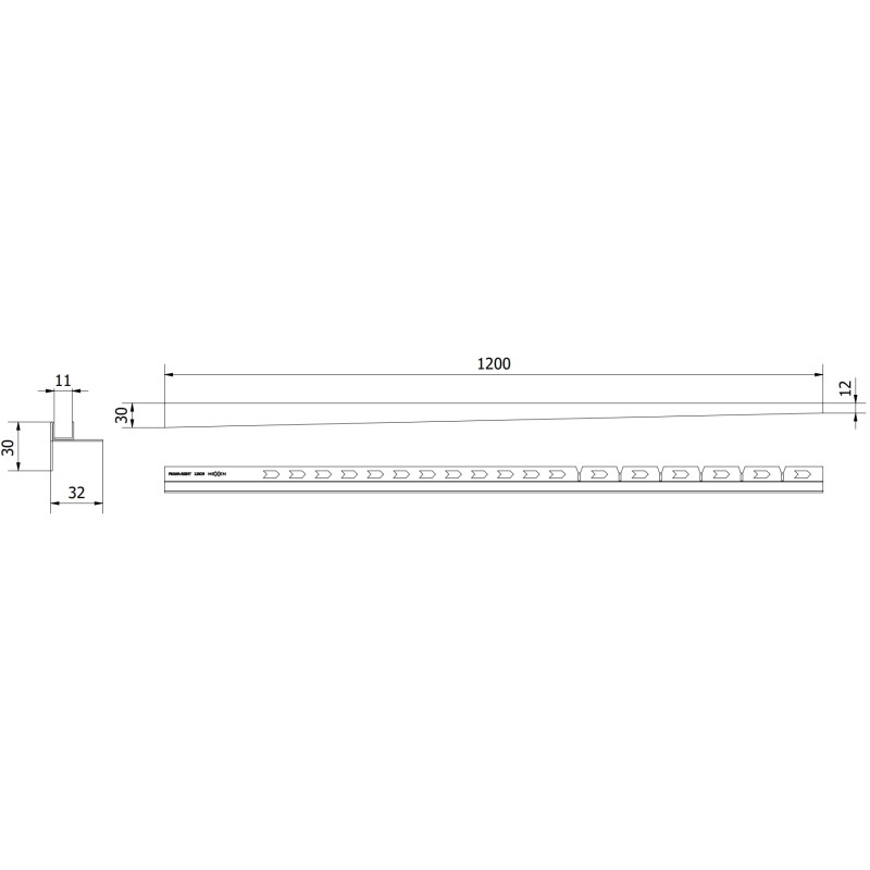 Mexen Line-B odtoková lišta na sklo 120 cm pravá, inox - 181004120R
