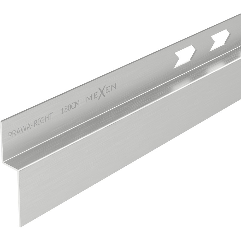 Mexen Line-B lišty do svahu při stěně 180 cm pravá, inox - 181002180R