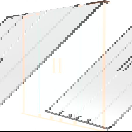 Mexen Velar L Duo vanová zástěna 2-křídlová posuvná 160 x 150 cm, transparentní, růžové zlato - 896-160-003-02-60