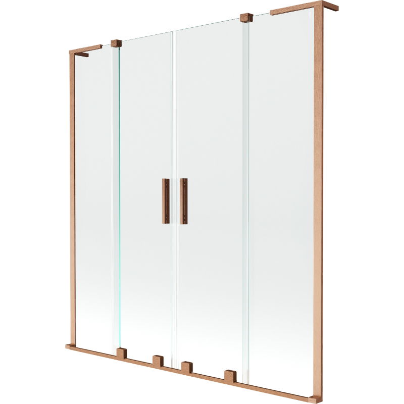 Mexen Velar L Duo paravan vanová 2-křídlý posuvný 160 x 150 cm, transparentní, kartáčovaná měď - 896-160-003-02-65