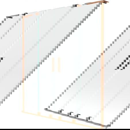 Mexen Velar L Duo paravan vanová 2-křídlý posuvný 160 x 150 cm, transparentní, kartáčovaná měď - 896-160-003-02-65