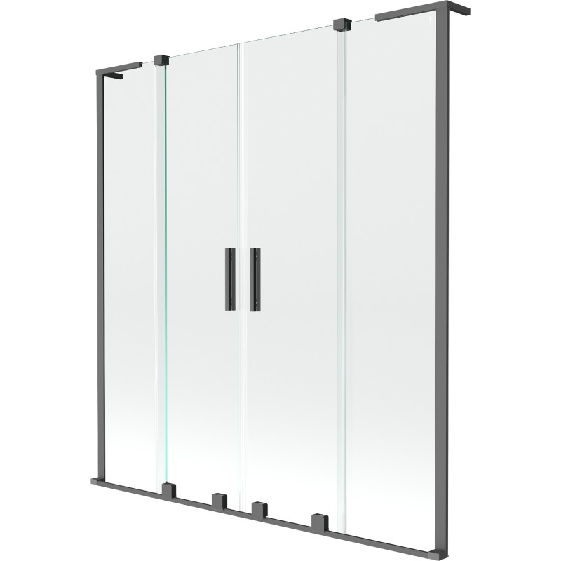 Mexen Velar L Duo vanová zástěna 2-křídlá posuvná 160 x 150 cm, transparentní, gun metal - 896-160-003-02-95
