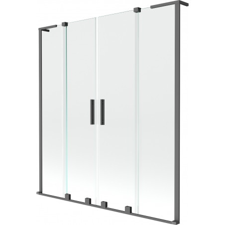 Mexen Velar L Duo vanová zástěna 2-křídlá posuvná 160 x 150 cm, transparentní, gun metal - 896-160-003-02-95