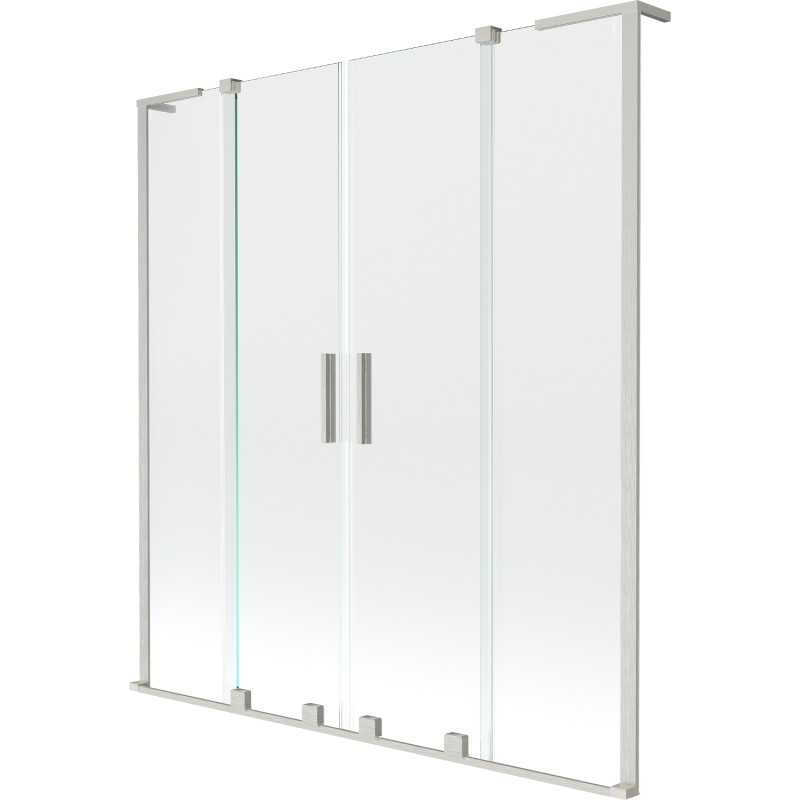 Mexen Velar L Duo vanová stěna 2křídlová posuvná 160 x 150 cm, transparentní, kartáčovaný nikl - 896-160-003-02-97