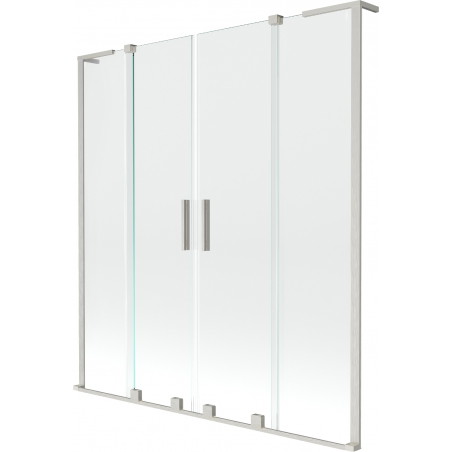 Mexen Velar L Duo vanová stěna 2křídlová posuvná 160 x 150 cm, transparentní, kartáčovaný nikl - 896-160-003-02-97