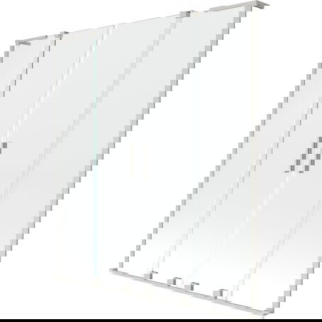 Mexen Velar L Dvojitá vana na vanu 2-křídlová posuvná 160 x 150 cm, transparentní, kartáčovaný nikl - 896-160-003-02-97