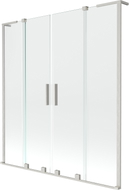 Mexen Velar L Duo vanová stěna 2křídlová posuvná 160 x 150 cm, transparentní, kartáčovaný nikl - 896-160-003-02-97