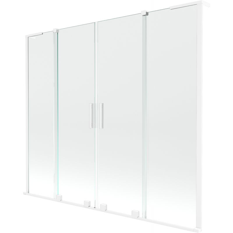 Mexen Velar L Duo vanová zástěna 2-křídlá posuvná 170 x 150 cm, transparentní, bílá - 896-170-003-02-20