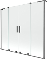 Mexen Velar L Dvoustranný vanový panel, dvoukřídlý posuvný, 170 x 150 cm, transparentní, kartáčovaná gun šedá