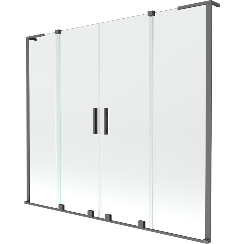 Mexen Velar L Duo vanová zástěna 2-křídlová posuvná 170 x 150 cm, transparentní, gun metal - 896-170-003-02-95