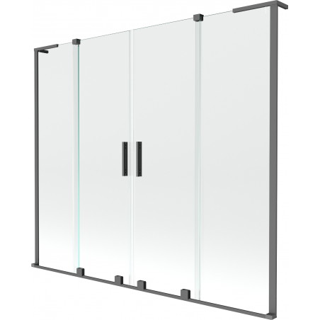 Mexen Velar L Duo vanová zástěna 2-křídlová posuvná 170 x 150 cm, transparentní, gun metal - 896-170-003-02-95