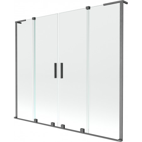 Mexen Velar L Duo vanová zástěna 2-dílná posuvná 200 x 150 cm, průhledná, kartáčovaná gun gray - 896-200-003-02-66