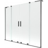 Mexen Velar L Duo vanová zástěna 2-dílná posuvná 200 x 150 cm, průhledná, kartáčovaná gun gray - 896-200-003-02-66