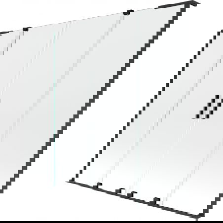 Mexen Velar L Duo vanová zástěna 2dílná posuvná 200 x 150 cm, transparentní, černá - 896-200-003-02-70