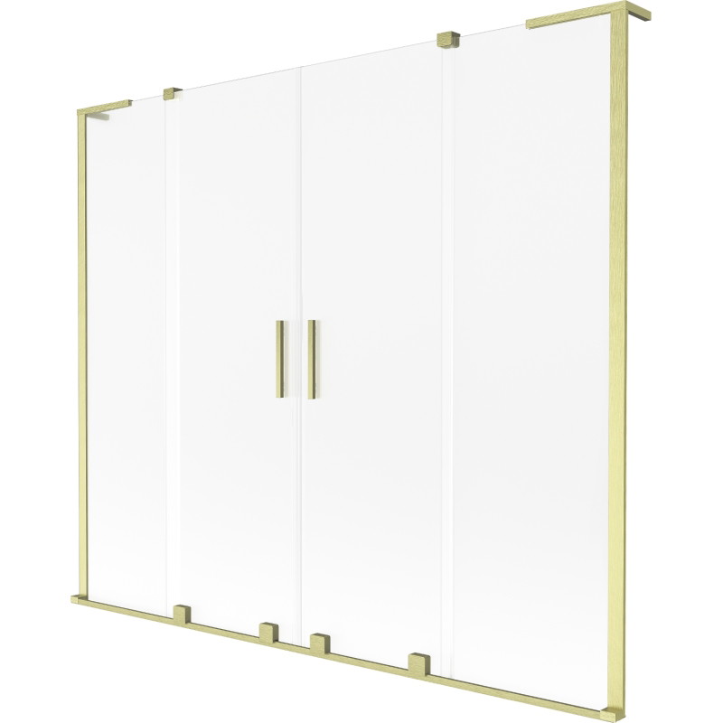 Mexen Velar L Duo vanová zástěna dvoukřídlá posuvná 200 x 150 cm, matné sklo, zlato kartáčované - 896-200-003-32-55