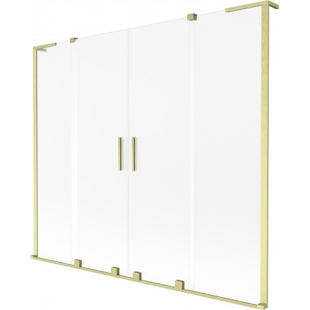 Mexen Velar L Duo vanová zástěna dvoukřídlá posuvná 200 x 150 cm, matné sklo, zlato kartáčované - 896-200-003-32-55