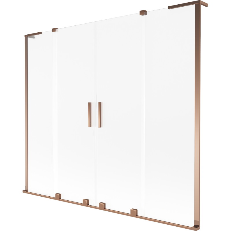 Mexen Velar L Duo vanová zástěna dvoukřídlá posuvná 200 x 150 cm, mražené, růžové zlato - 896-200-003-32-60
