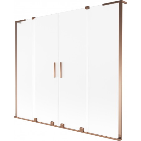 Mexen Velar L Duo vanová zástěna dvoukřídlá posuvná 200 x 150 cm, mražené, růžové zlato - 896-200-003-32-60