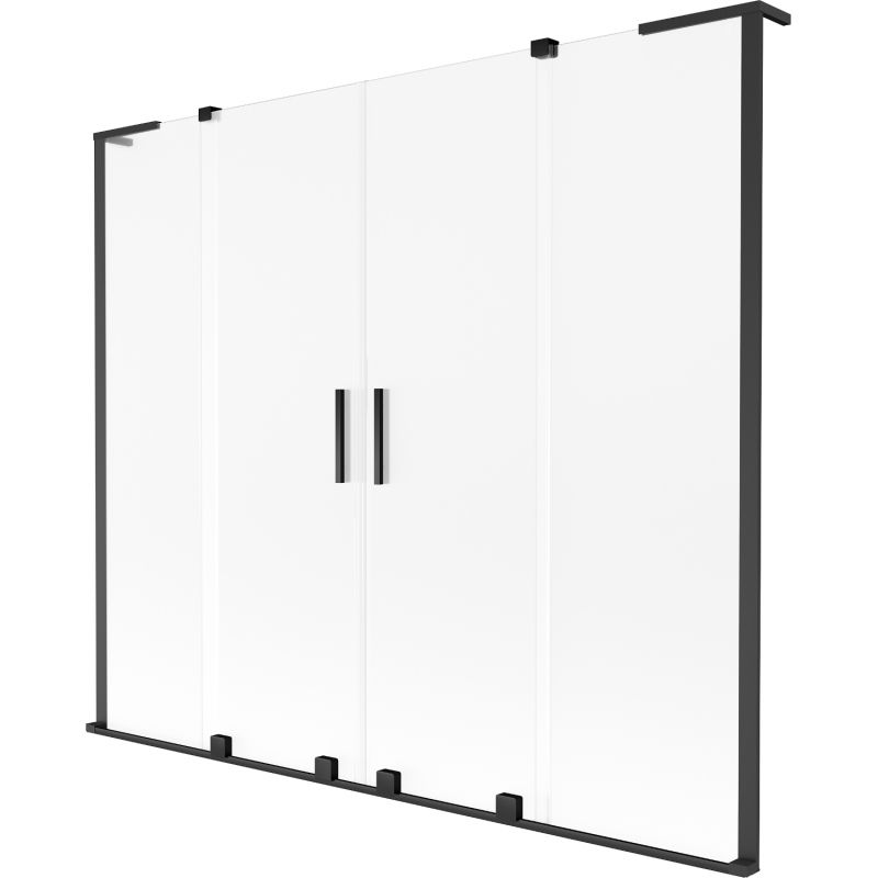 Mexen Velar L Duo vanová stěna 2-křídlová posuvná 200 x 150 cm, matná, černá - 896-200-003-32-70