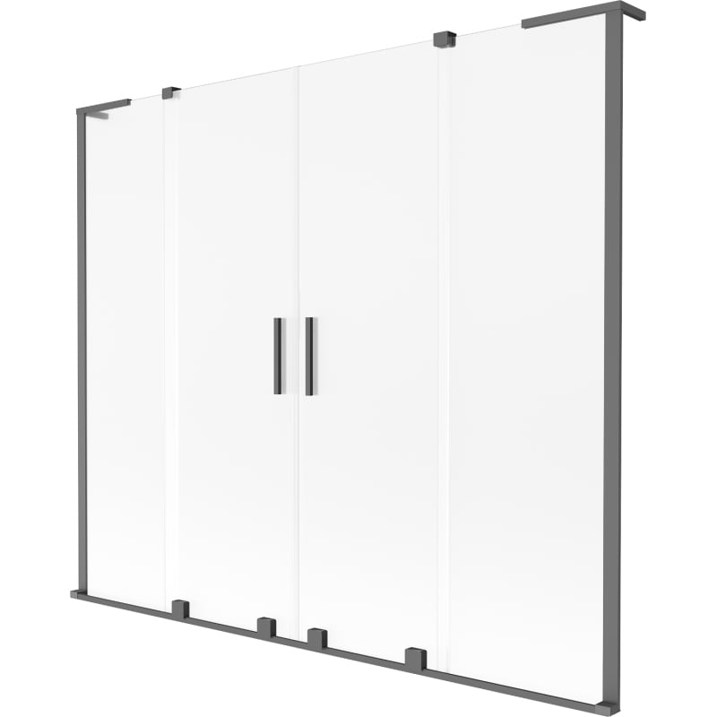 Mexen Velar L Duo vanová zástěna dvoukřídlá posuvná 200 x 150 cm, mat, gun metal - 896-200-003-32-95