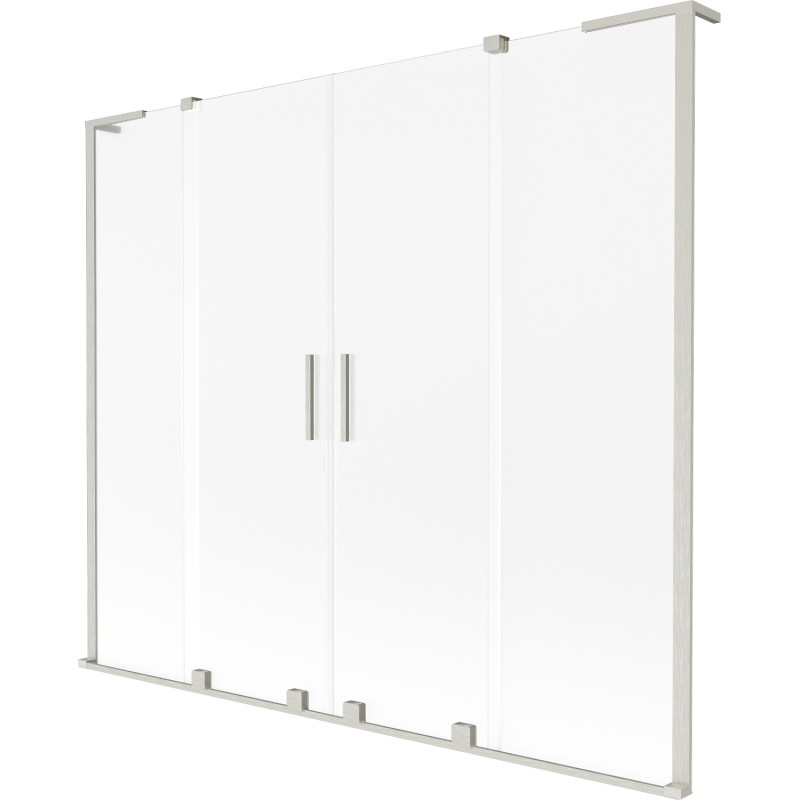Mexen Velar L Duo dvojdílná posuvná vanová zástěna 200 x 150 cm, mlha, kartáčovaný nikl - 896-200-003-32-97