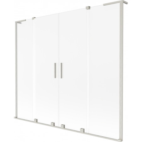 Mexen Velar L Duo dvojdílná posuvná vanová zástěna 200 x 150 cm, mlha, kartáčovaný nikl - 896-200-003-32-97