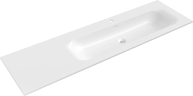 Mexen Vela umyvadlo zapuštěné do desky pravé 161 x 46,5 cm, bílý lesk - 25231600P