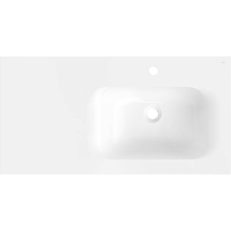 Mexen Vela umyvadlo zapuštěné v desce vpravo 91 x 46,5 cm, bílý lesk - 25239000P