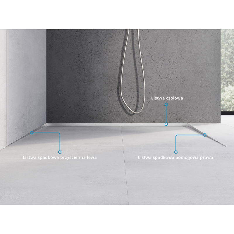 Mexen Line-B podlahová spádová lišta 120 cm pravá, nerez - 181001120R