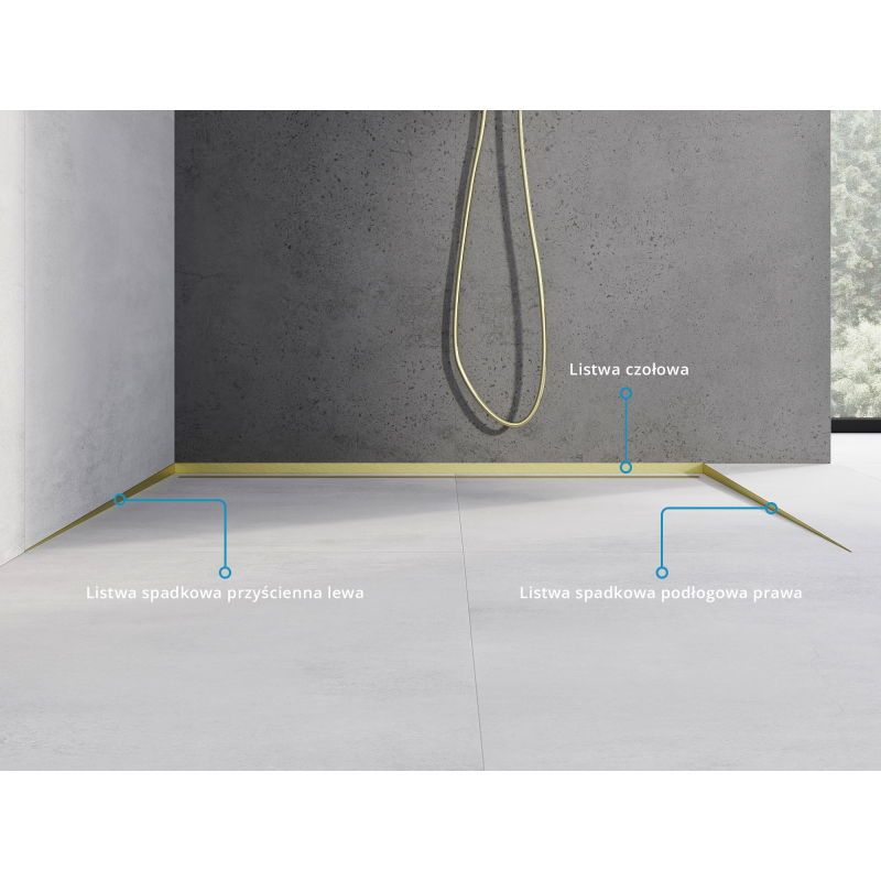 Mexen Line-B podlahová spádová lišta 120 cm pravá, zlatá kartáčovaná - 185501120R