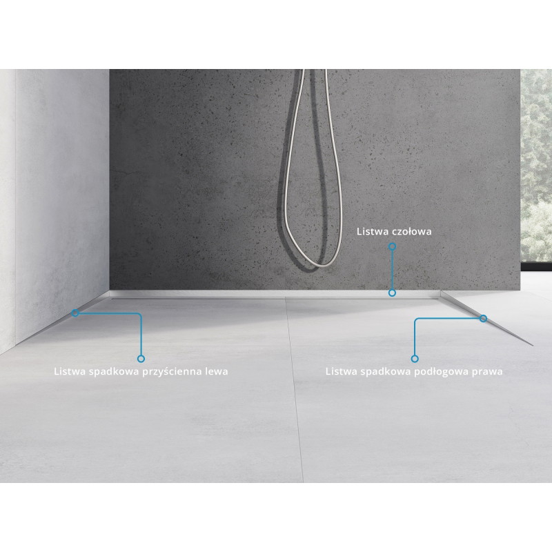 Mexen Line-B podlahová spádová lišta 180 cm pravá, inox - 181001180R
