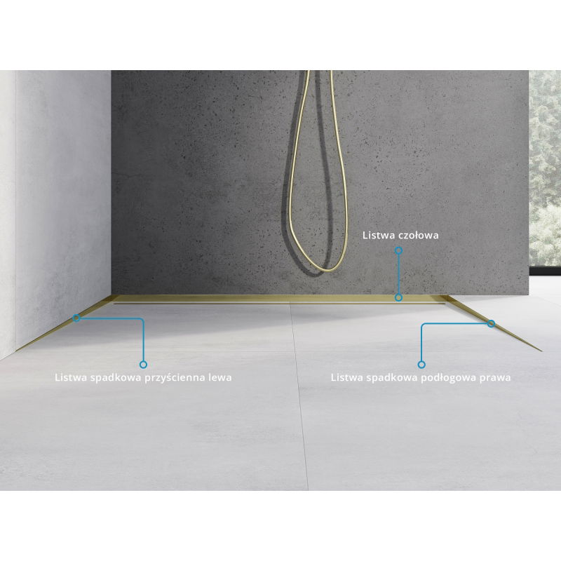 Mexen Line-B podlahová spádová lišta 180 cm pravá, zlatá - 185001180R