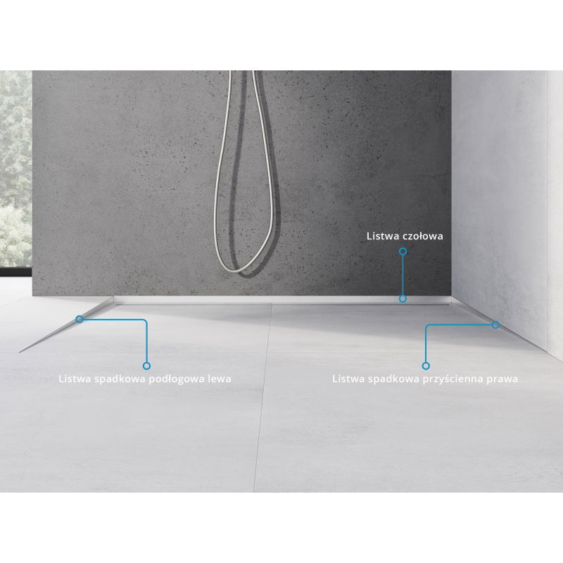 Mexen Line-B podlahová spádová lišta 120 cm levá, inox - 181001120L