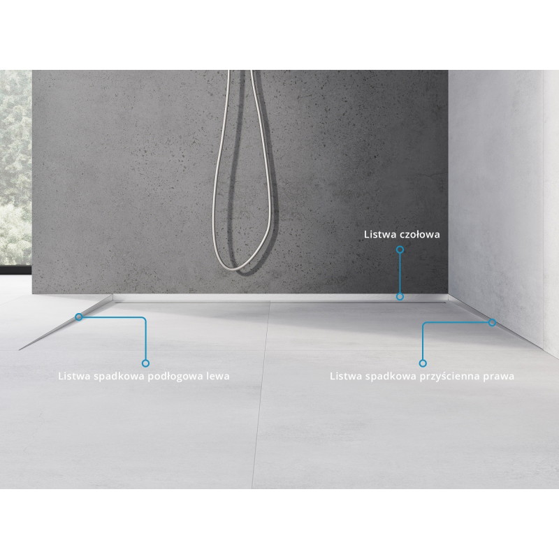 Mexen Line-B spádová podlahová lišta 120 cm levá, inox - 181001120L