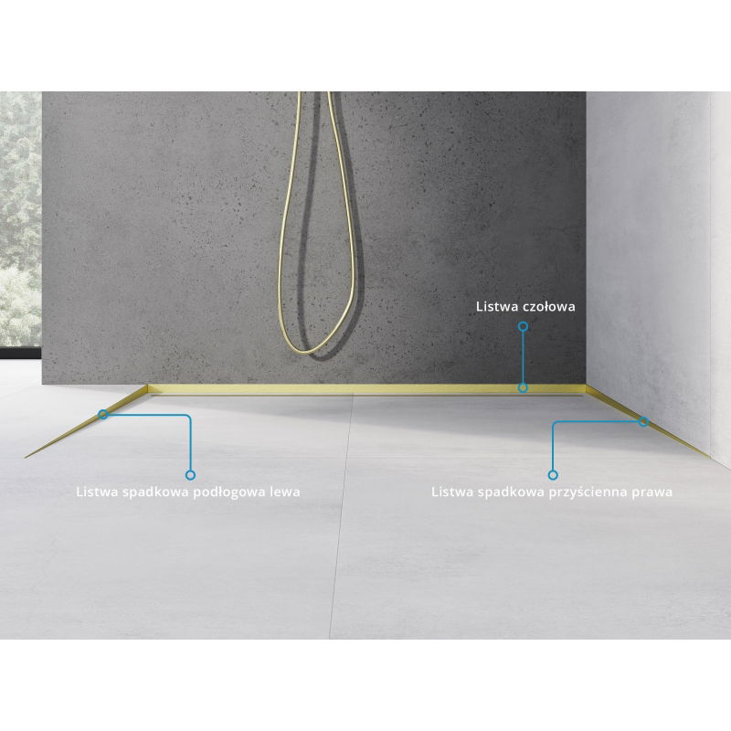 Mexen Line-B podlahová spádová lišta 120 cm levá, zlatá kartáčovaná - 185501120L