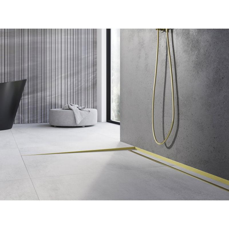 Mexen Line-B podlahová spádová lišta 120 cm levá, zlatá kartáčovaná - 185501120L