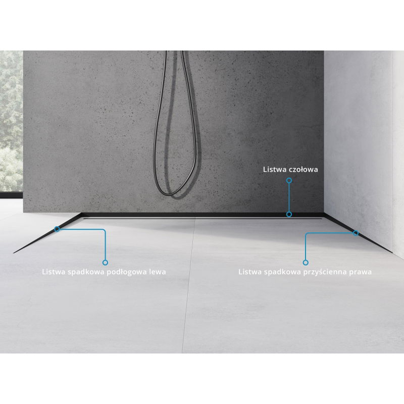 Mexen Line-B podlahová spádová lišta 120 cm levá, černá - 187001120L