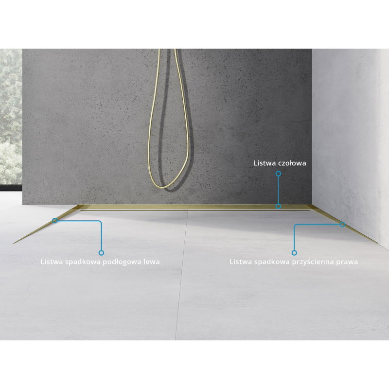 Mexen Line-B podlahová spádová lišta 180 cm levá, zlatá - 185001180L