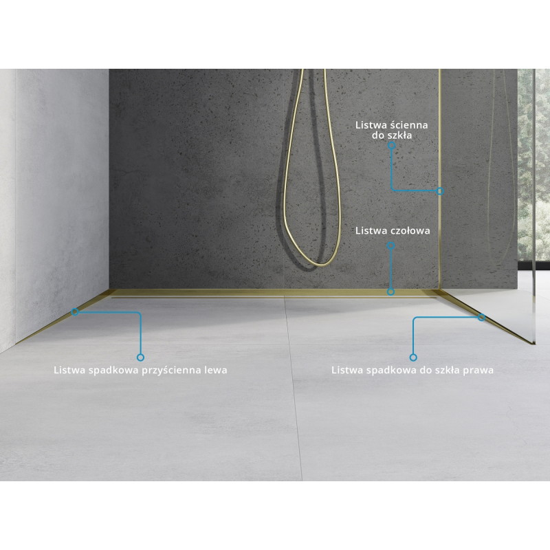 Mexen Line-B nájezdová lišta při stěně 120 cm levá, zlatá - 185002120L
