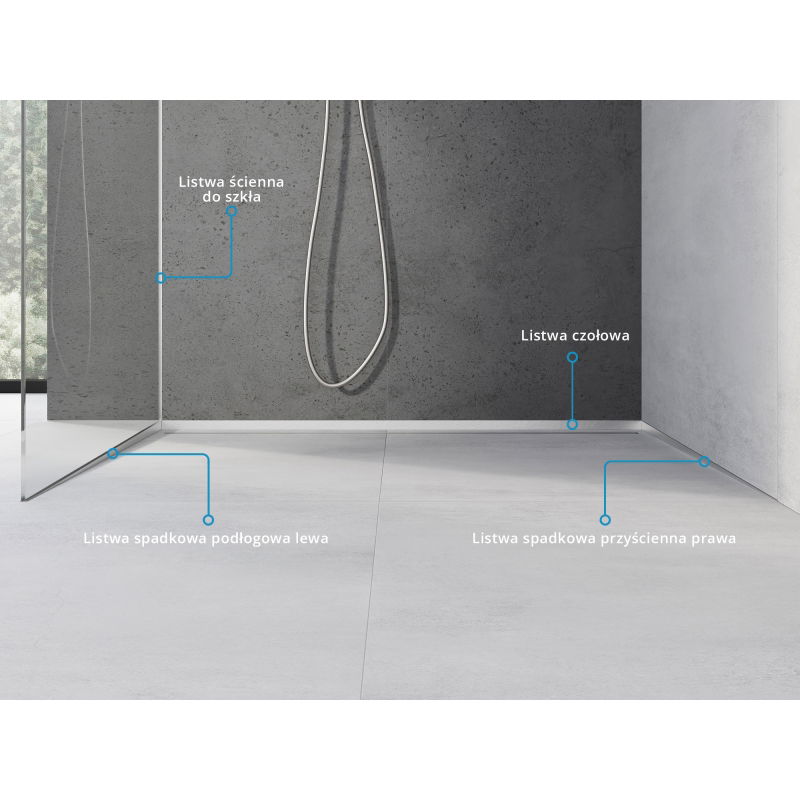 Mexen Line-B nástěnná spádová lišta 180 cm pravá, inox - 181002180R